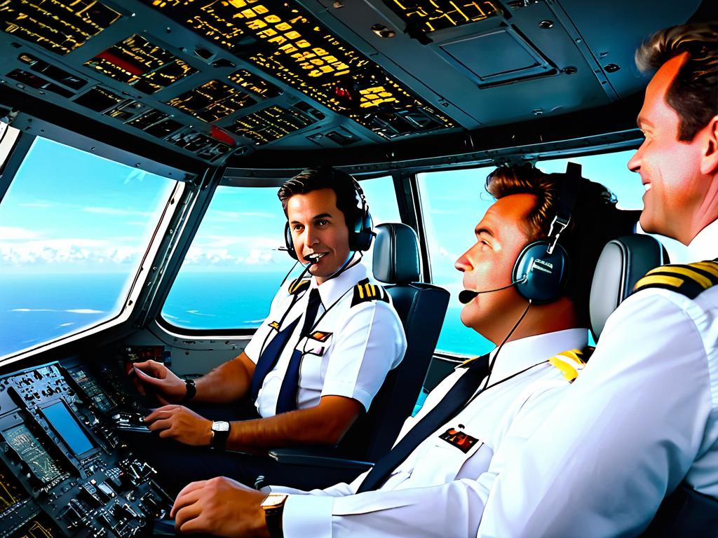 Сцена из фильма с пилотами в кабине самолета