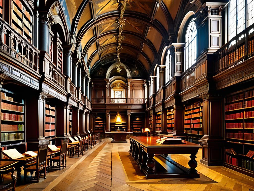 Интерьер библиотеки эпохи Возрождения, выражающий истоки жанра эссе в 16 веке