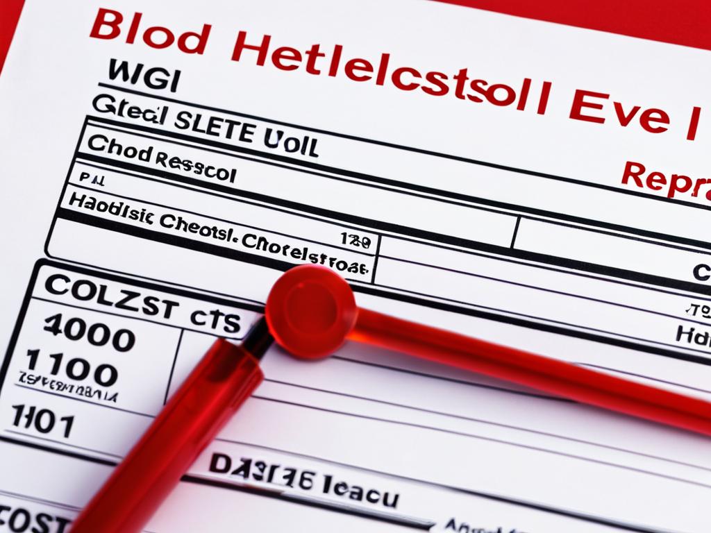 Результаты анализа крови, показывающие высокий уровень холестерина