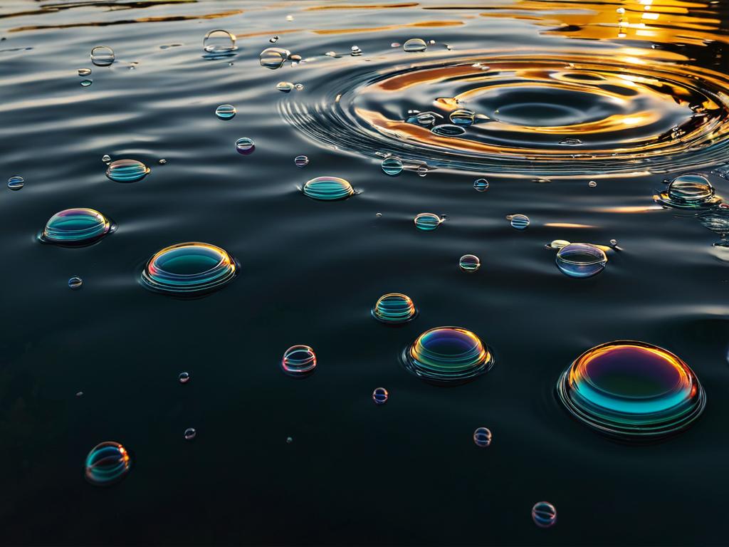Пузырьки газа в темной воде поднимаются к поверхности