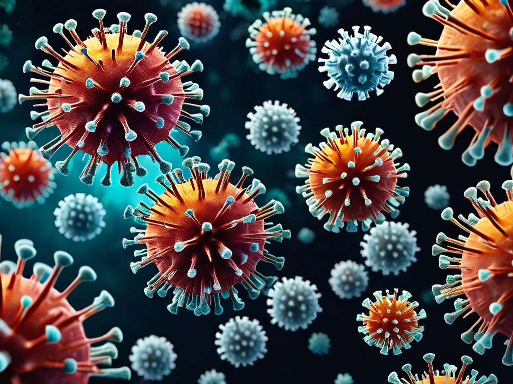 Микроскопическое изображение мутирующих частей коронавируса