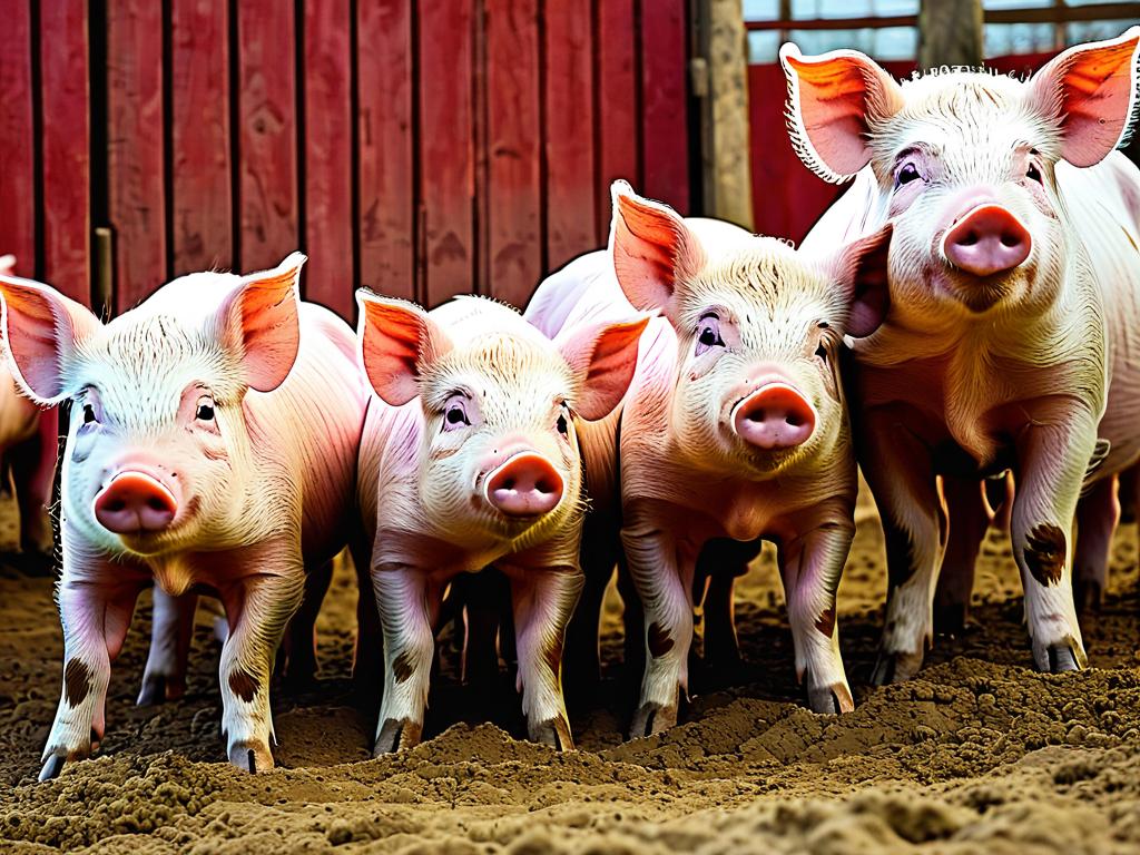 Группа свиней, иллюстрирующая черты характера рожденных в год Свиньи