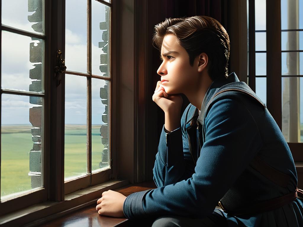 Фото главной героини, задумчиво смотрящей в окно и размышляющей о сложном решении