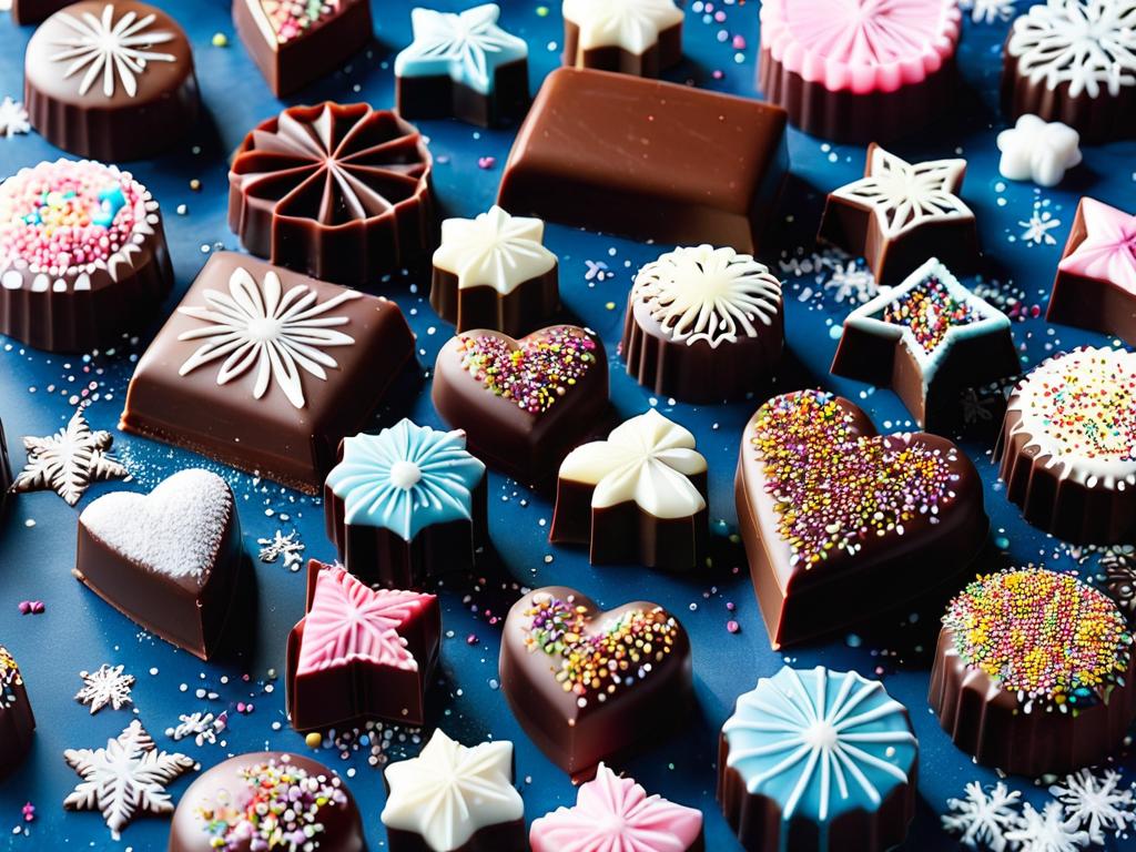 Шоколадные конфеты - самые популярные домашние сладости к Новому году, на фото представлены