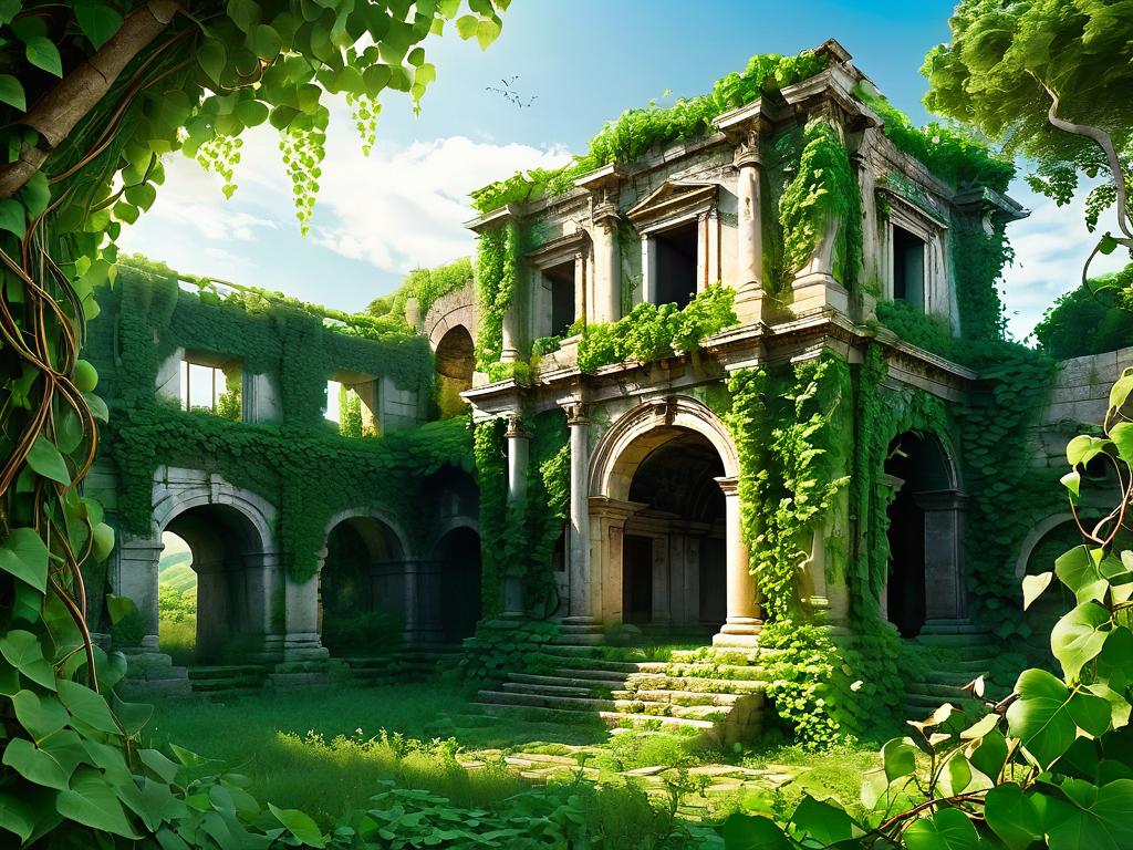 Древнее здание в растительности