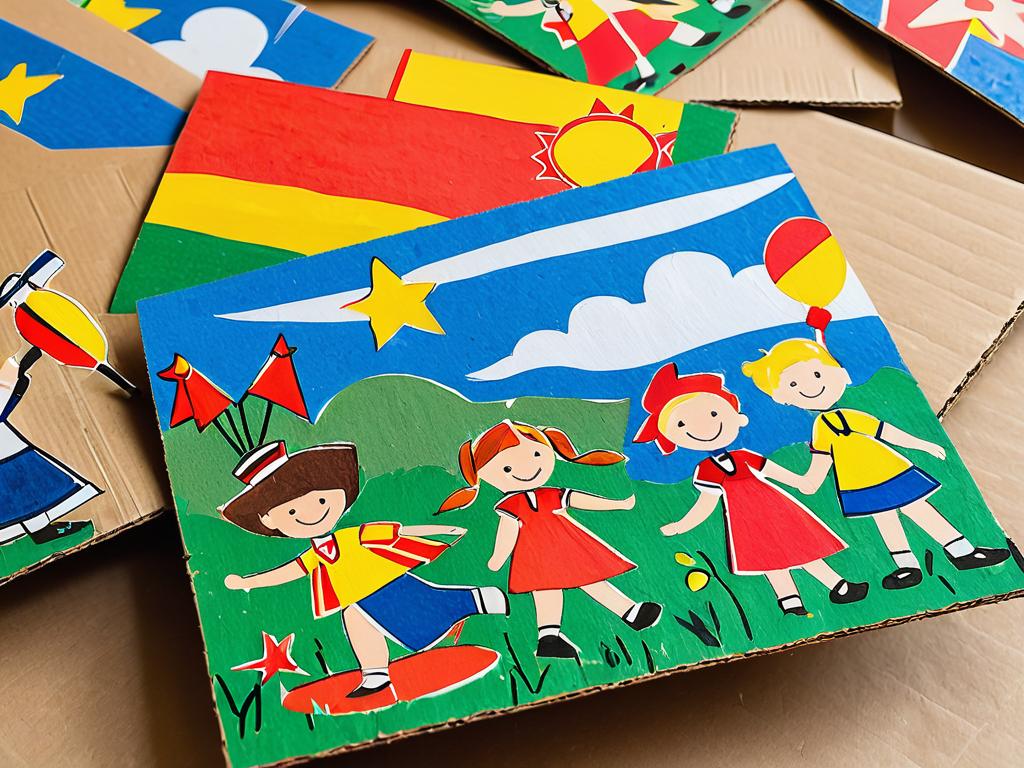 Детские рисунки на картоне для открыток ко Дню Победы