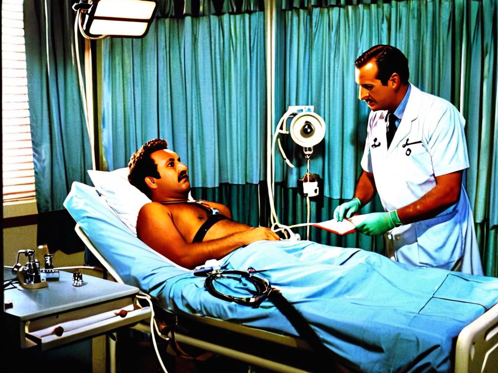 Врач осматривает больного бруцеллезом в больничной палате