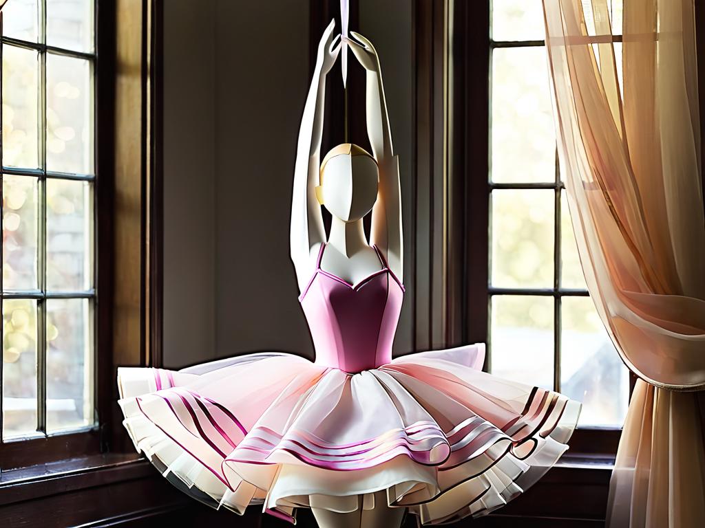 Балерина из бумаги с юбкой из органзы на окне