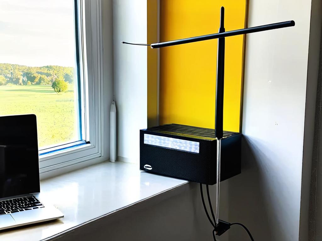 Фото самодельной антенны, установленной в помещении около окна