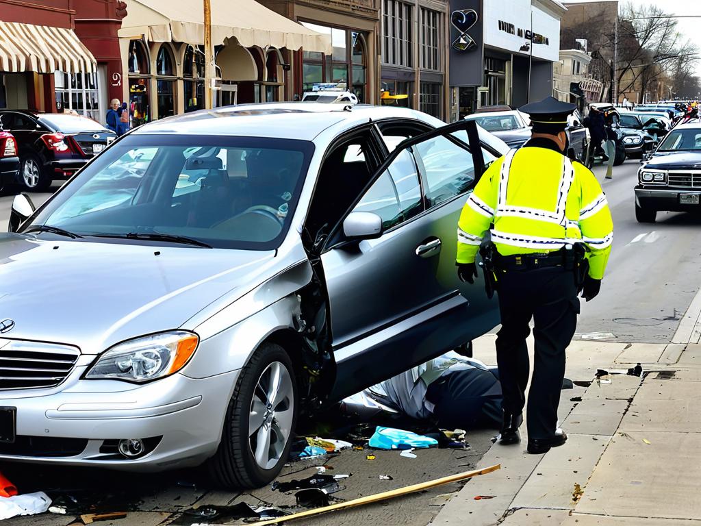 Герман помогает пострадавшим в аварии на городской улице