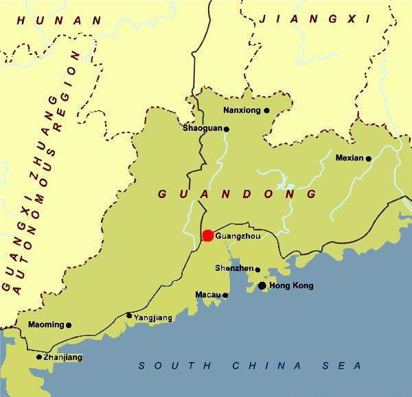 гуанчжоу на карте