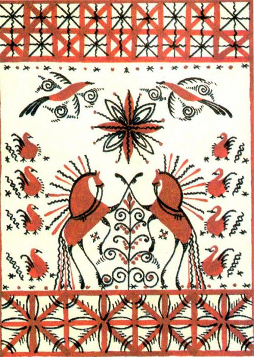 символика и элементы мезенской росписи