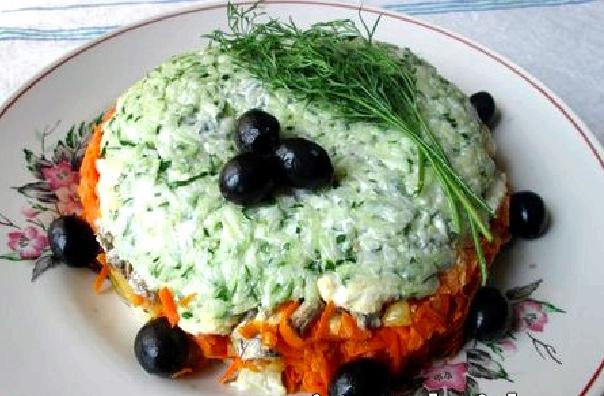слоеный салат со шпротами