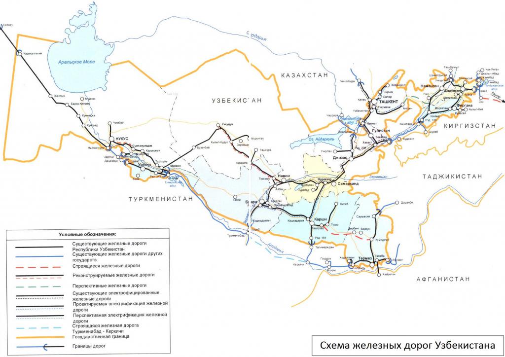 узбекистан карта железных дорог