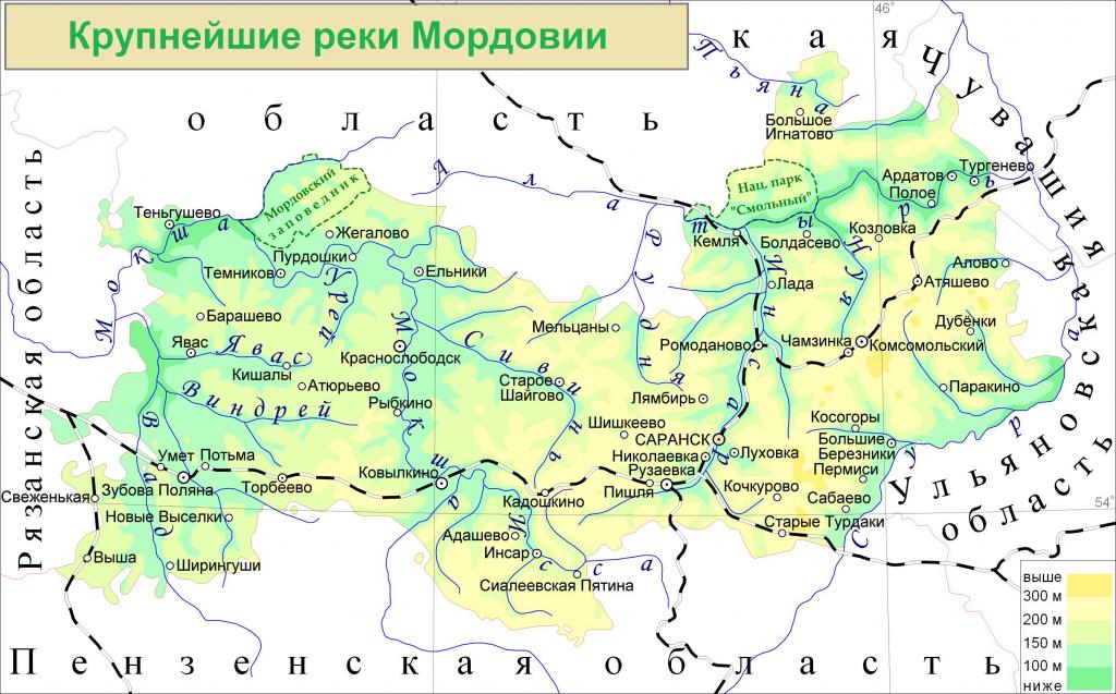 реки Мордовии карта