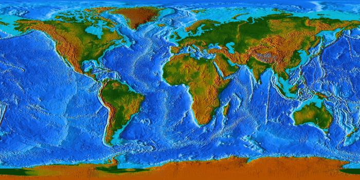 контурная карта индийского океана