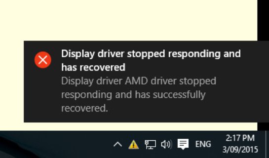 видеоадаптер amd перестал отвечать и был восстановлен