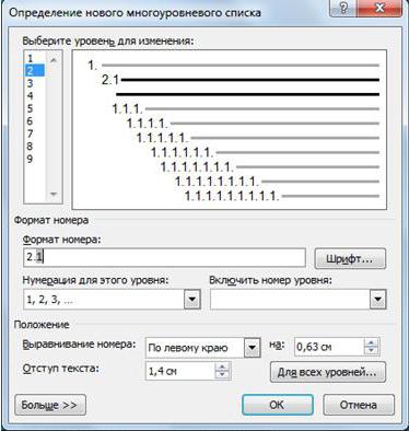 информатика многоуровневый список