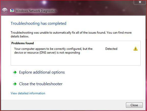 dns сервер не отвечает что делать windows 7 