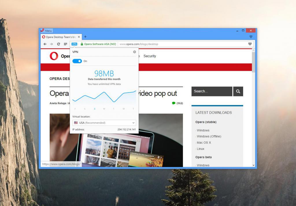 VPN в браузере Opera