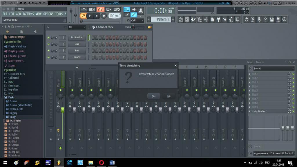 Изменение темпа фрагмента в FL Studio