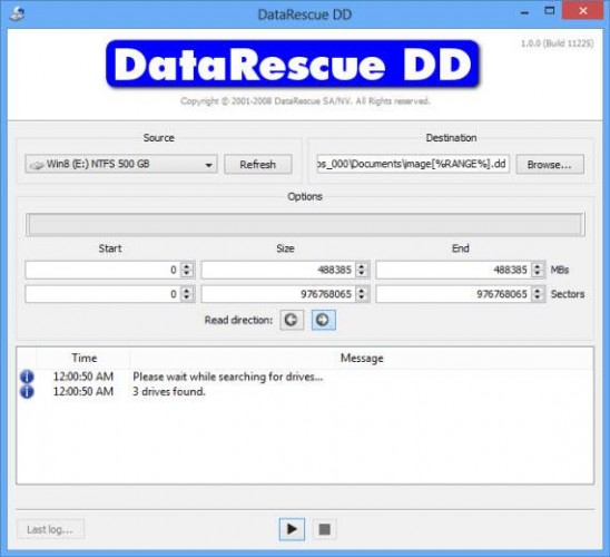 Утилита для создания образа поврежденного диска DataRescue DD