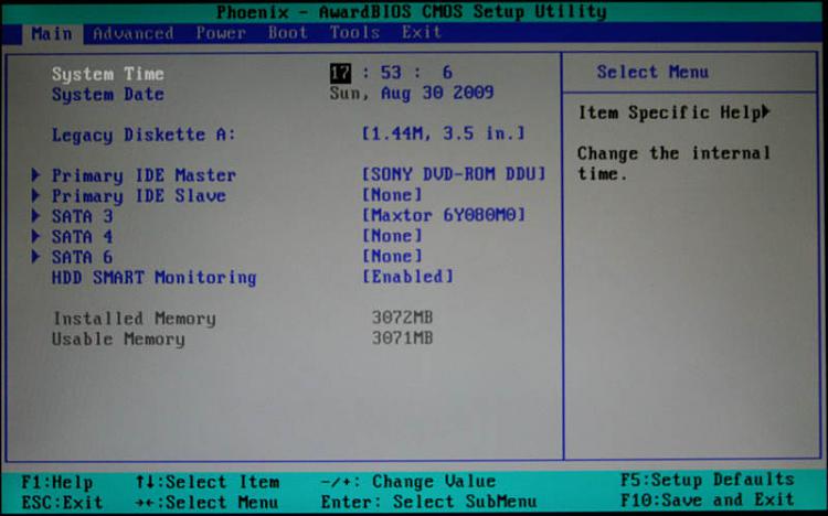 Настройка даты и времени в BIOS