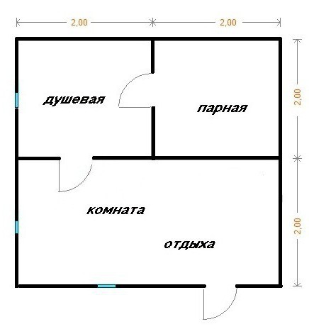 проект бани 4х4 из бруса 