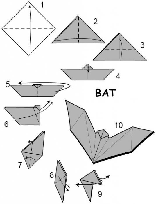 легкое оригами летучая мышь 