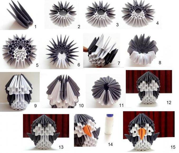 модульное оригами пингвин