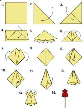 оригами цветок из бумаги к 8 марта