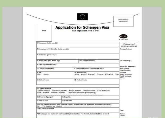 заявление на шенгенскую визу