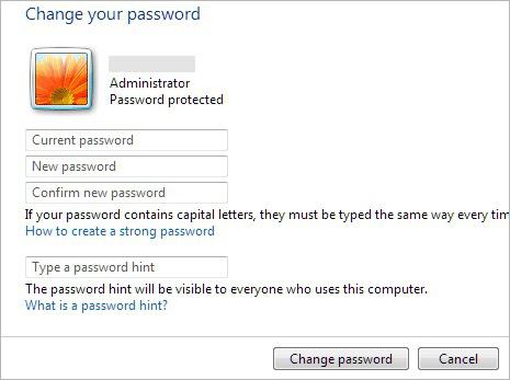 сменить пароль пользователя windows 7