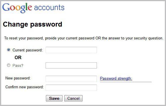 как изменить пароль в гугл