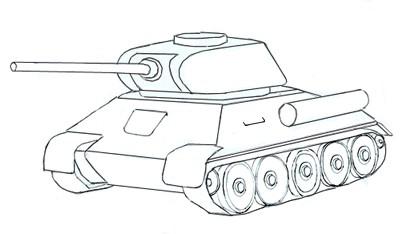 танк т 34 как нарисовать военную технику карандашом поэтапно 