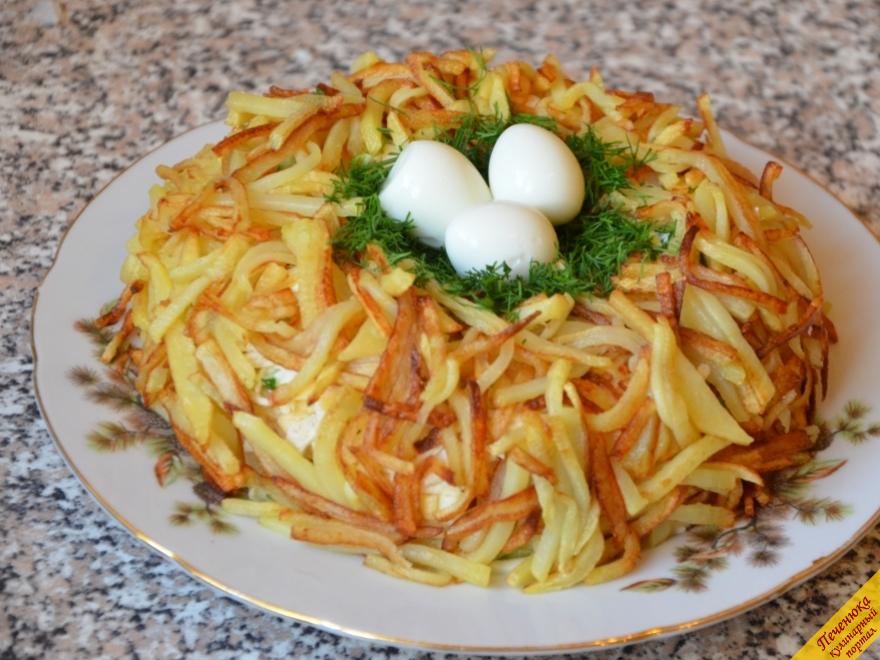 Рецепт Салата Гнездо Глухаря С Курицей