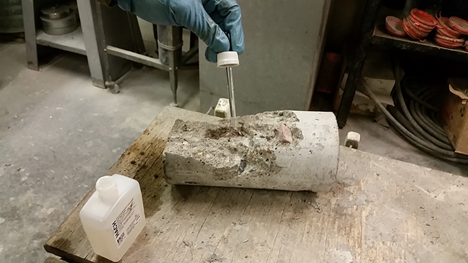 Испытание бетона на карбонизацию