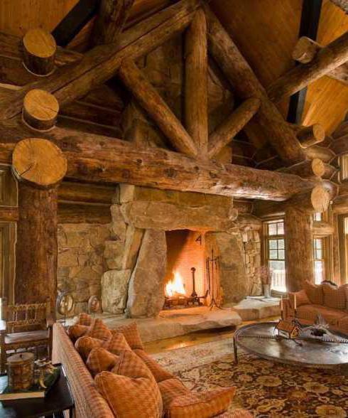 Интерьер деревянного дома из бревна