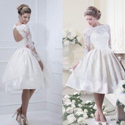 белое кружевное короткое свадебное платье 