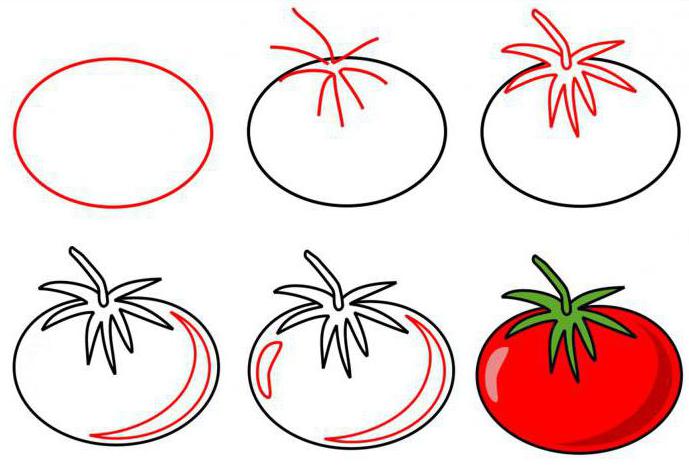 как нарисовать помидор