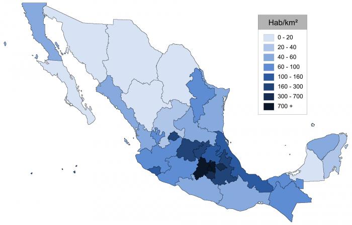 плотность населения Мексики