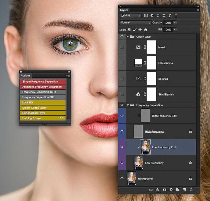 частотное разложение на три слоя в фотошопе