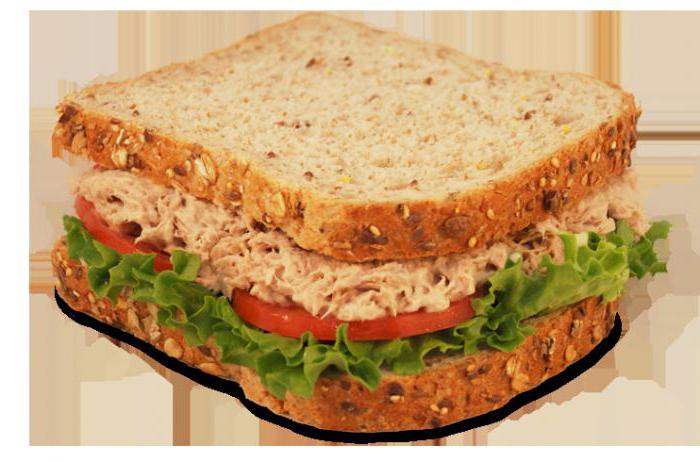 сэндвич с тунцом калорийность