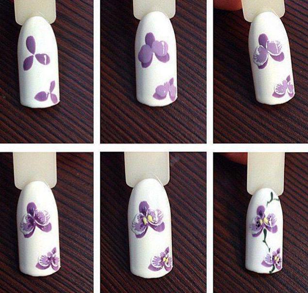 орхидеи на ногтях пошаговое фото