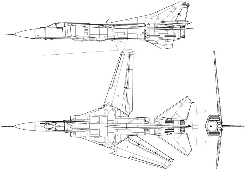 Чертеж самолета МИГ-23