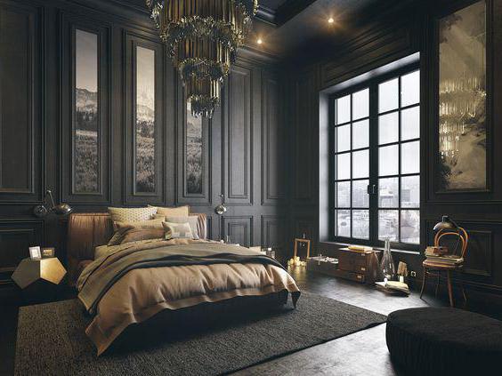 дизайн спальни в черных тонах