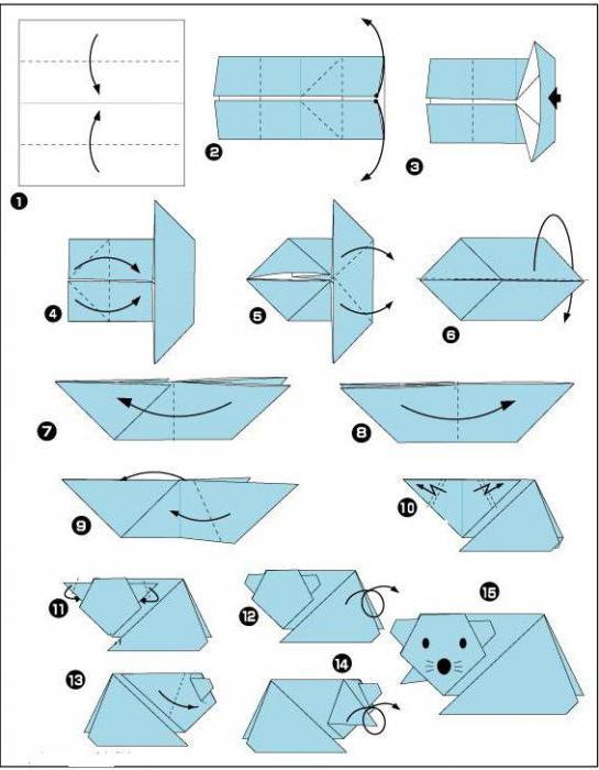 оригами из бумаги мышка