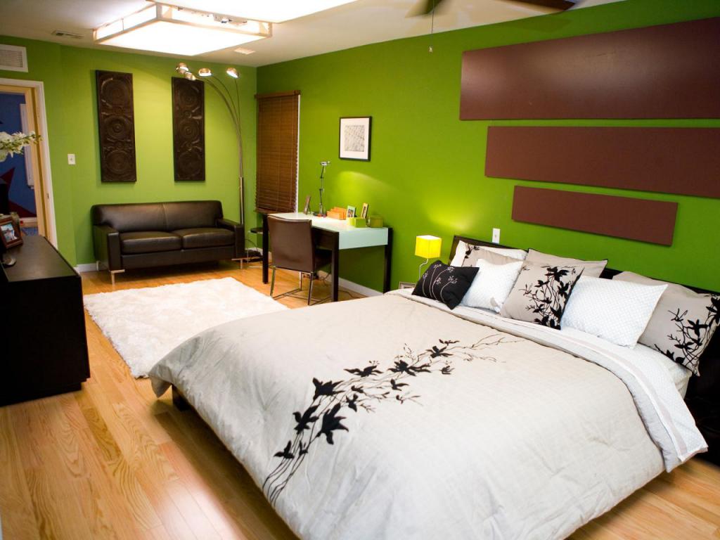 спальня в зеленом цвете