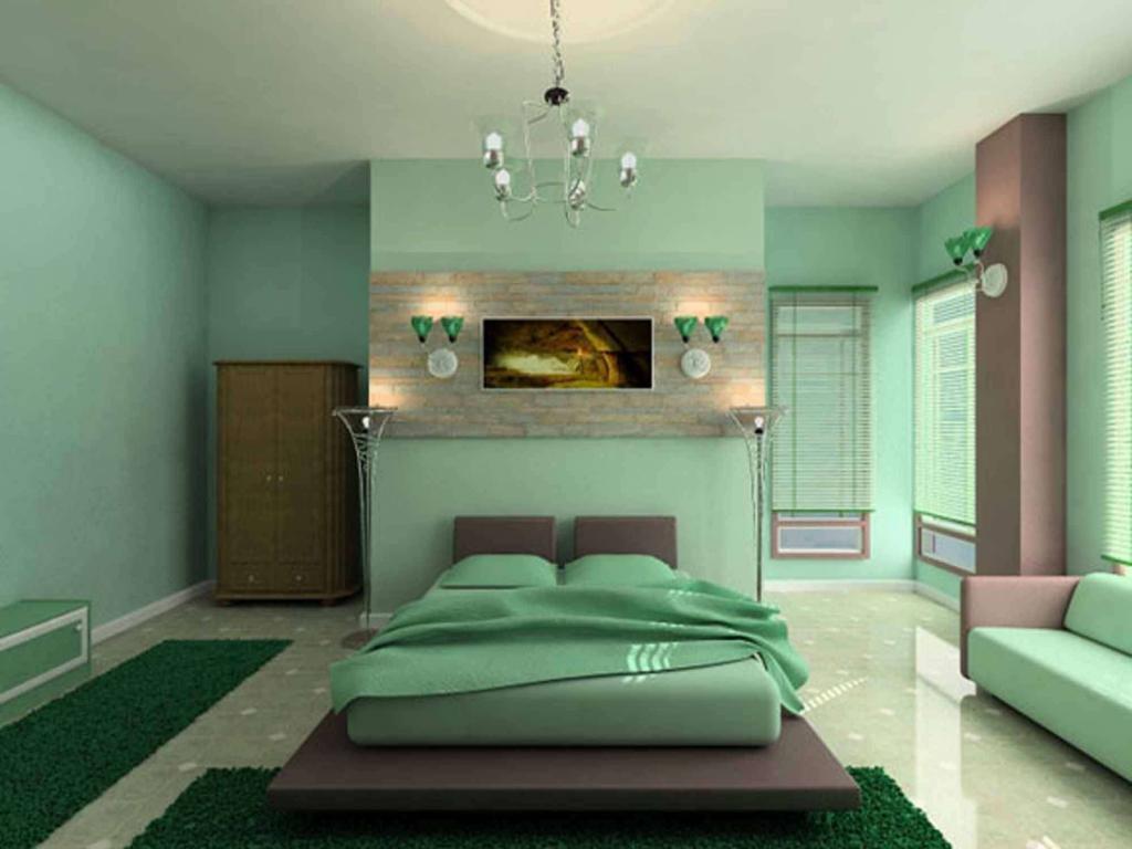 зеленый цвет в интерьере спальни
