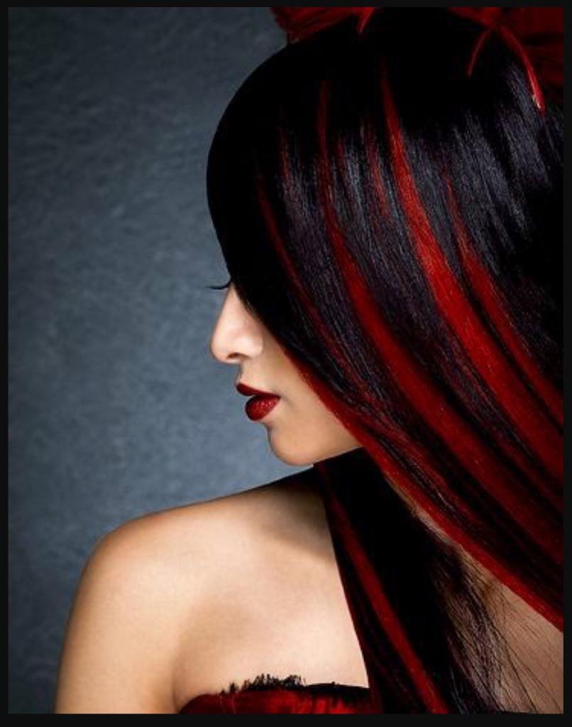 Черные волосы с красными прядями: описание с фото, палитра цветов красного и черного, выбор краски для волос, техника окрашивания, особенности и нюансы ухода за волосами после окраски